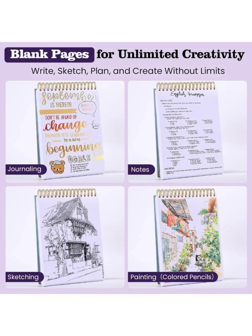 Large Hardcover Blank Notebook Journal | 300 Pages No Bleed Thick Paper, Lay